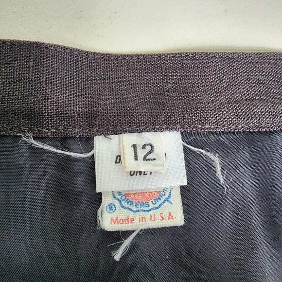 Vtg Women's Linen Midi Skirt ILGWU Black Side Zip USA Sz 12 - Picture 7 of 13